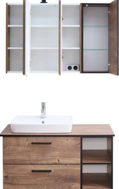 Badezimmer-Set Quickset 374 Eiche Ribeck Nachbildung B/H/T: ca. 105x200x44,5 cm
