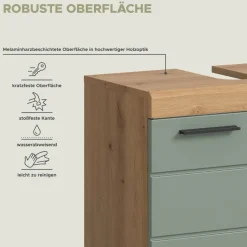 Badezimmer-Set Scout Eiche Artisan Nachbildung salbei Nachbildung B/H/T: ca. 190x191x34 cm