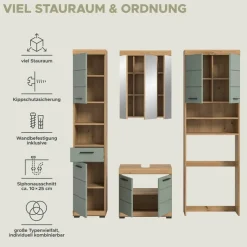 Badezimmer-Set Scout Eiche Artisan Nachbildung salbei Nachbildung B/H/T: ca. 190x191x34 cm