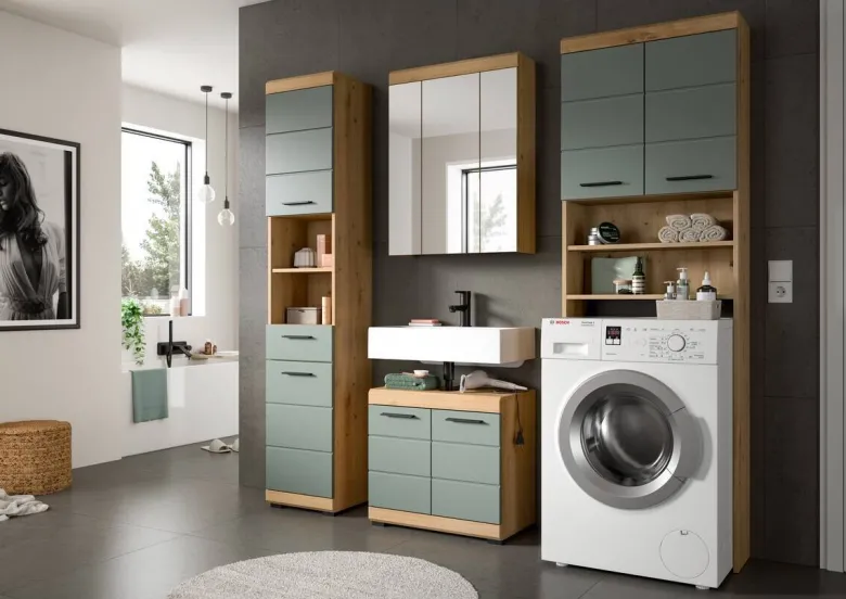 Badezimmer-Set Scout Eiche Artisan Nachbildung salbei Nachbildung B/H/T: ca. 190x191x34 cm