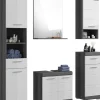 Badezimmer-Set Scout Eiche Rauchsilber Nachbildung weiß Hochglanz B/H/T: ca. 164x191x34 cm