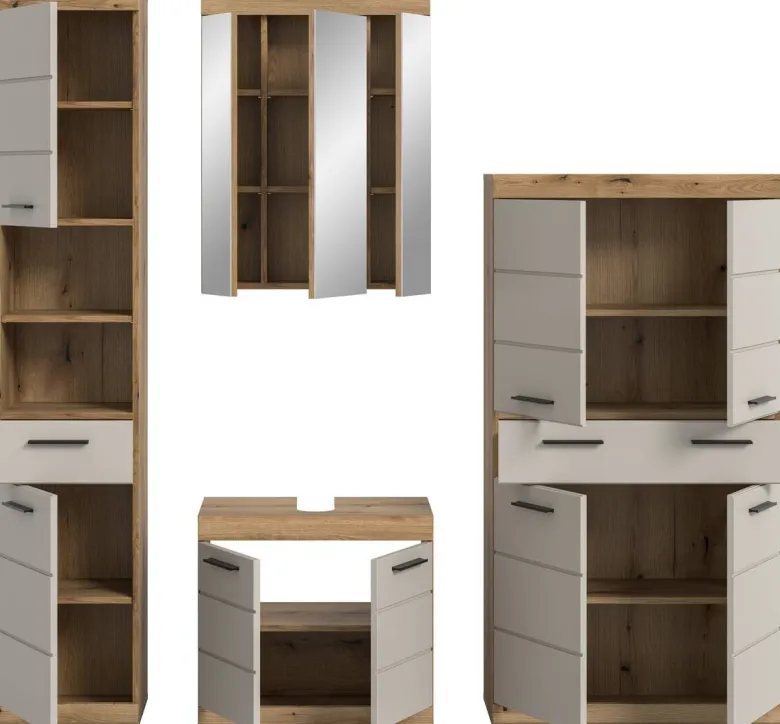 Badezimmer-Set Scout Evoke Oak Nachbildung Kaschmirgrau Nachbildung B/H/T: ca. 201x191x34 cm