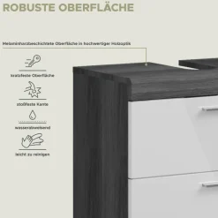Badezimmer-Set Scout Rauchsilber Nachbildung weiß Hochglanz B/H/T: ca. 112x191x34 cm
