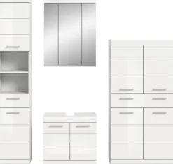 Badezimmer-Set Scout weiß weiß Hochglanz B/H/T: ca. 186x191x34 cm