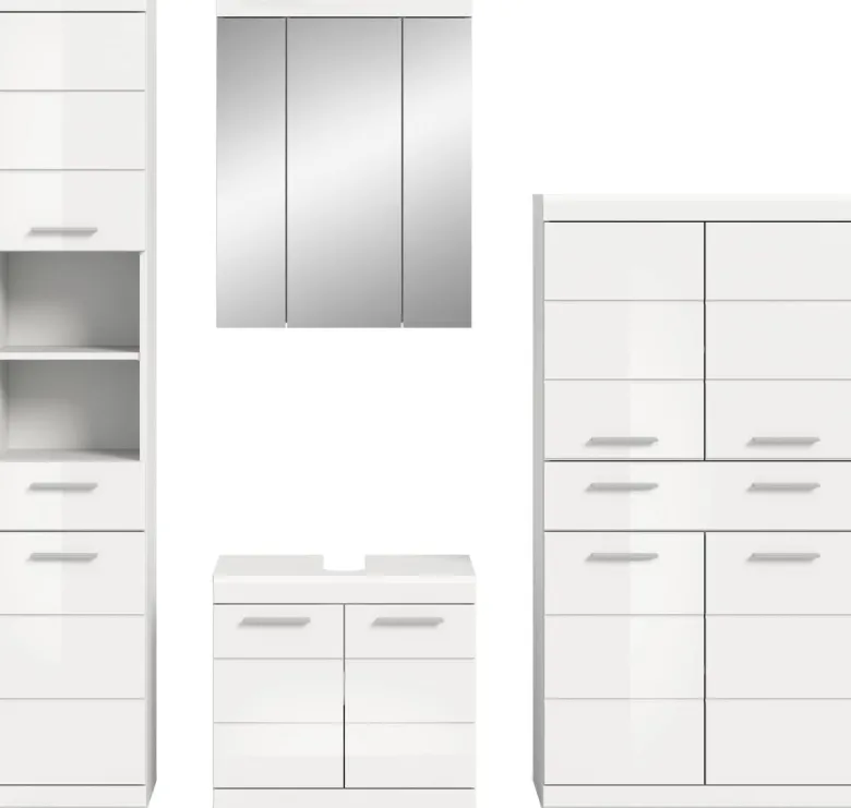 Badezimmer-Set Scout weiß weiß Hochglanz B/H/T: ca. 186x191x34 cm