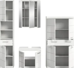 Badezimmer-Set Scout weiß weiß Hochglanz B/H/T: ca. 186x191x34 cm