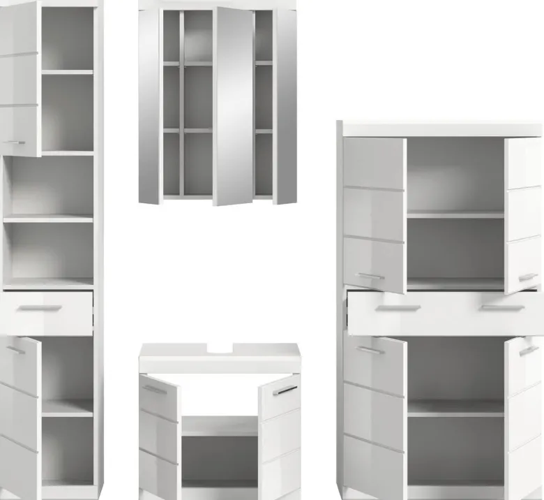 Badezimmer-Set Scout weiß weiß Hochglanz B/H/T: ca. 186x191x34 cm