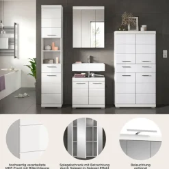 Badezimmer-Set Scout weiß weiß Hochglanz B/H/T: ca. 186x191x34 cm