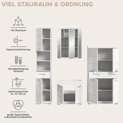 Badezimmer-Set Scout weiß weiß Hochglanz B/H/T: ca. 186x191x34 cm