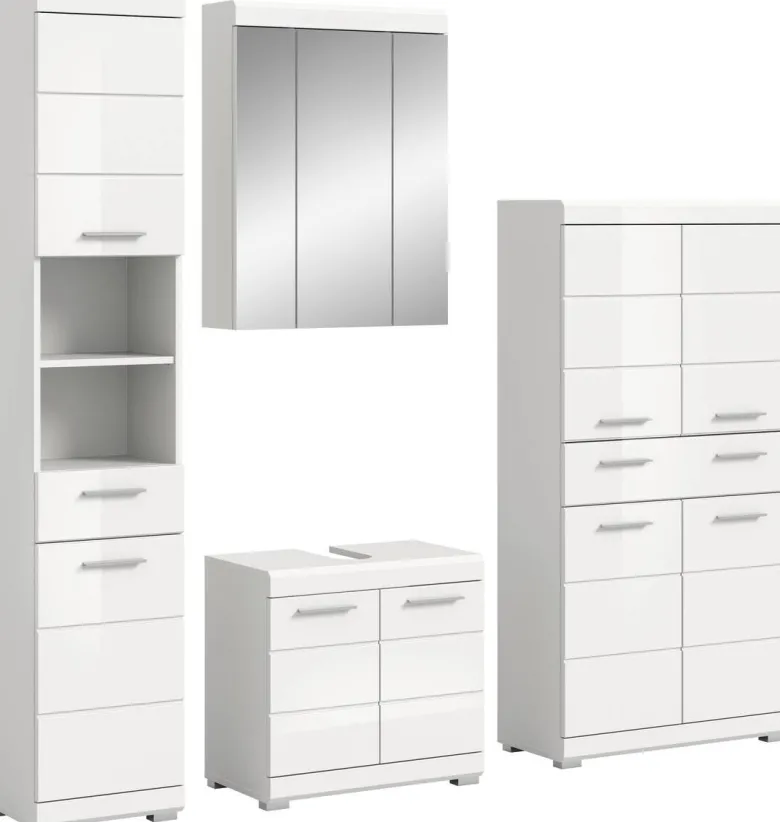 Badezimmer-Set Scout weiß weiß Hochglanz B/H/T: ca. 186x191x34 cm