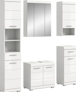 Badezimmer-Set Scout weiß weiß Hochglanz B/H/T: ca. 164x191x34 cm