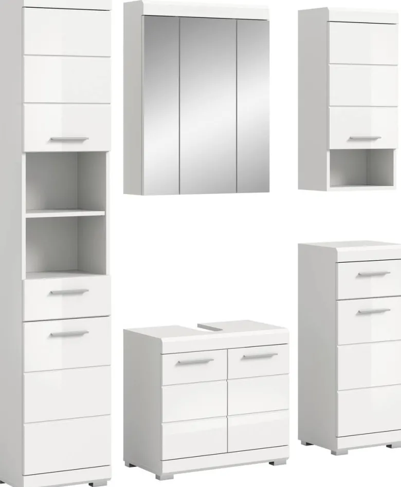 Badezimmer-Set Scout weiß weiß Hochglanz B/H/T: ca. 164x191x34 cm