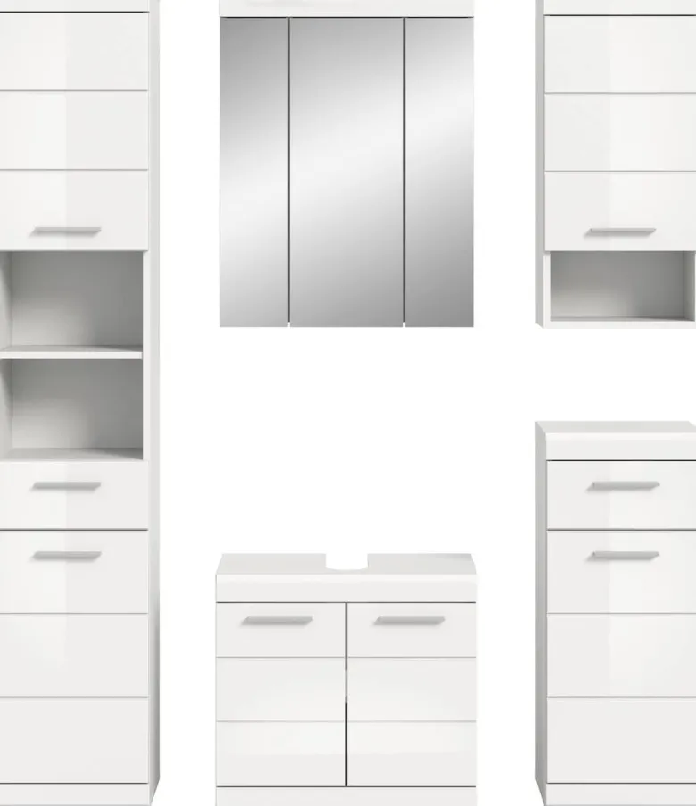 Badezimmer-Set Scout weiß weiß Hochglanz B/H/T: ca. 164x191x34 cm