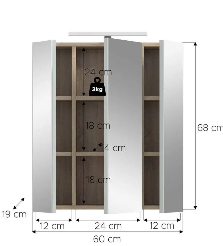 Badezimmer-Set STAR Eiche Nachbildung B/H/T: ca. 60x68x19 cm