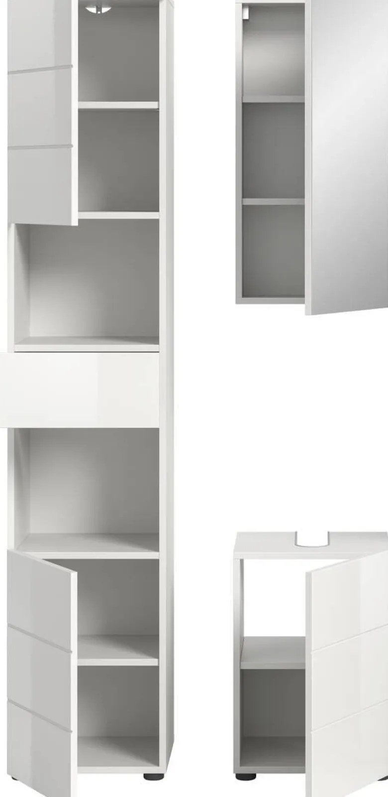 Badezimmer-Set VIRA weiß weiß Hochglanz B/H/T: ca. 91x190x34 cm