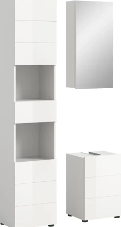 Badezimmer-Set VIRA weiß weiß Hochglanz B/H/T: ca. 91x190x34 cm