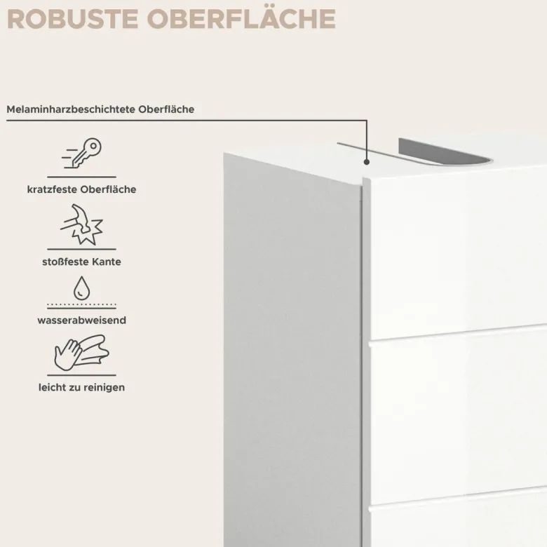 Badezimmer-Set VIRA weiß weiß Hochglanz B/H/T: ca. 91x190x34 cm