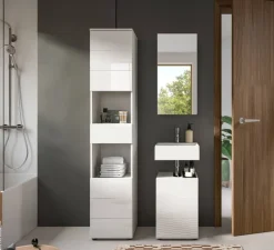 Badezimmer-Set VIRA weiß weiß Hochglanz B/H/T: ca. 91x190x34 cm
