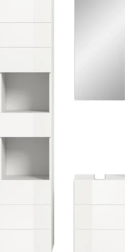 Badezimmer-Set VIRA weiß weiß Hochglanz B/H/T: ca. 91x190x34 cm