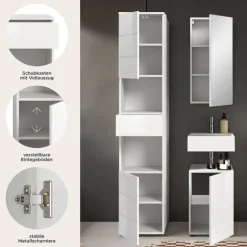 Badezimmer-Set VIRA weiß weiß Hochglanz B/H/T: ca. 91x190x34 cm