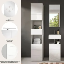 Badezimmer-Set VIRA weiß weiß Hochglanz B/H/T: ca. 91x190x34 cm