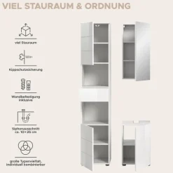Badezimmer-Set VIRA weiß weiß Hochglanz B/H/T: ca. 91x190x34 cm