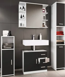 Badezimmer-Set Zalo schwarz B/H/T: ca. 63x56x30 cm