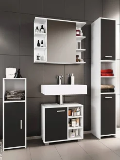 Badezimmer-Set Zalo weiß schwarz