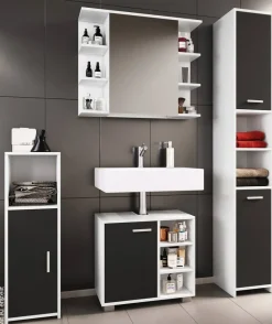 Badezimmer-Set Zalo weiß schwarz