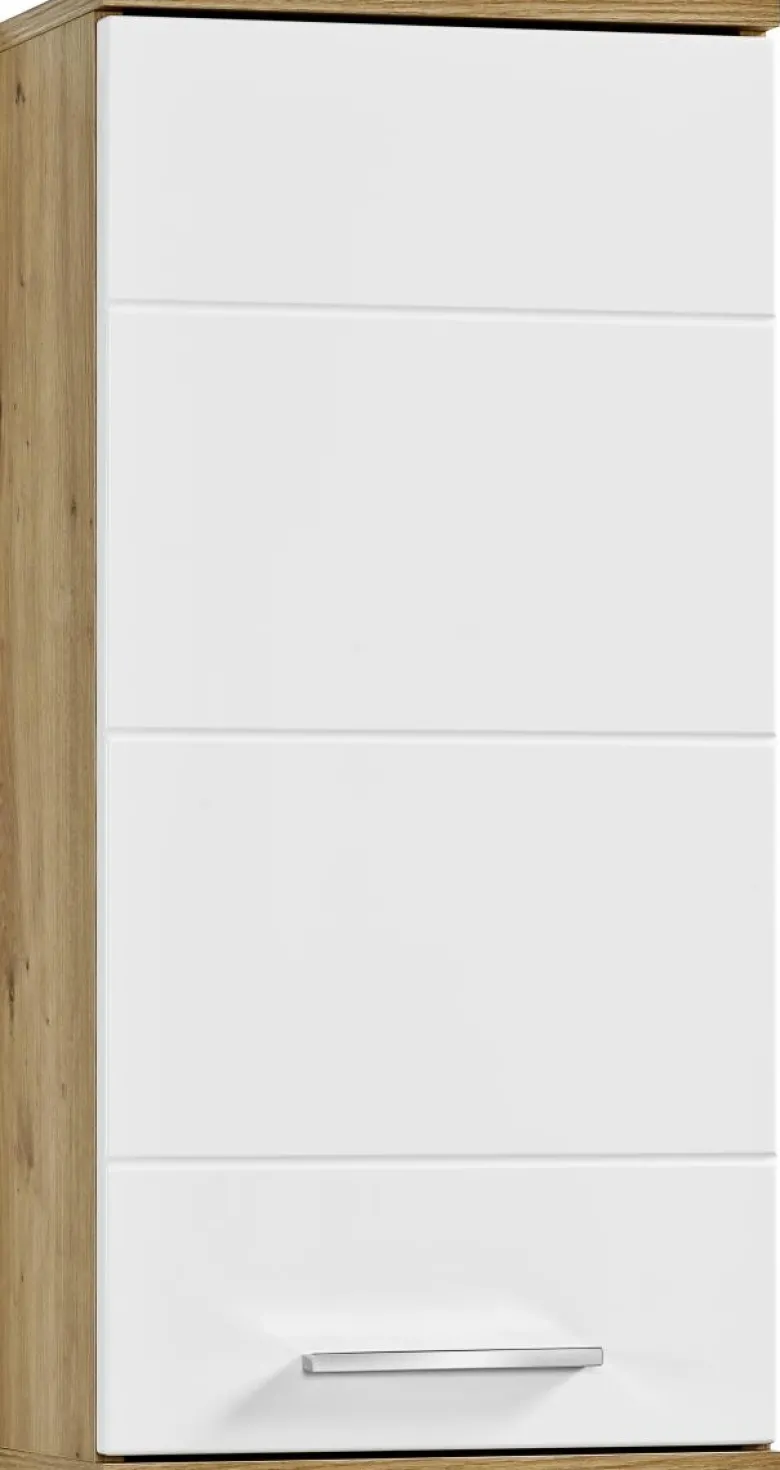 Badhängeschrank Bergen Eiche Artisan Nachbildung weiß Hochglanz B/H/T: ca. 35x74x23 cm