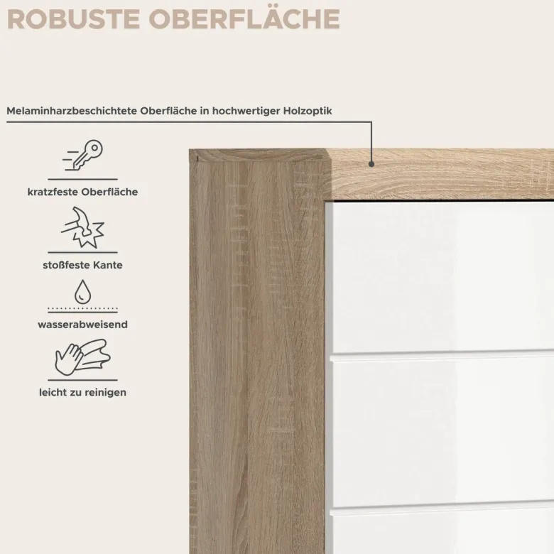 Badhängeschrank Lambada Eiche Sonoma Nachbildung weiß Hochglanz B/H/T: ca. 74x79x24 cm