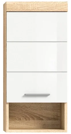 Badhängeschrank LAMBADA Eiche Sonoma hell Nachbildung weiß Hochglanz B/H/T: ca. 37x79x24 cm