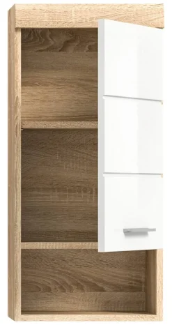 Badhängeschrank LAMBADA Eiche Sonoma hell Nachbildung weiß Hochglanz B/H/T: ca. 37x79x24 cm