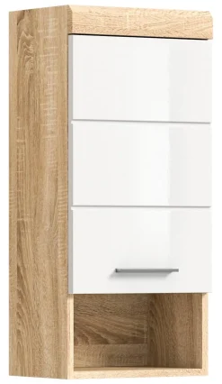 Badhängeschrank LAMBADA Eiche Sonoma hell Nachbildung weiß Hochglanz B/H/T: ca. 37x79x24 cm
