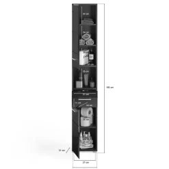 Badhochschrank LINUS schwarz schwarz Hochglanz B/H/T: ca. 30x182x31 cm