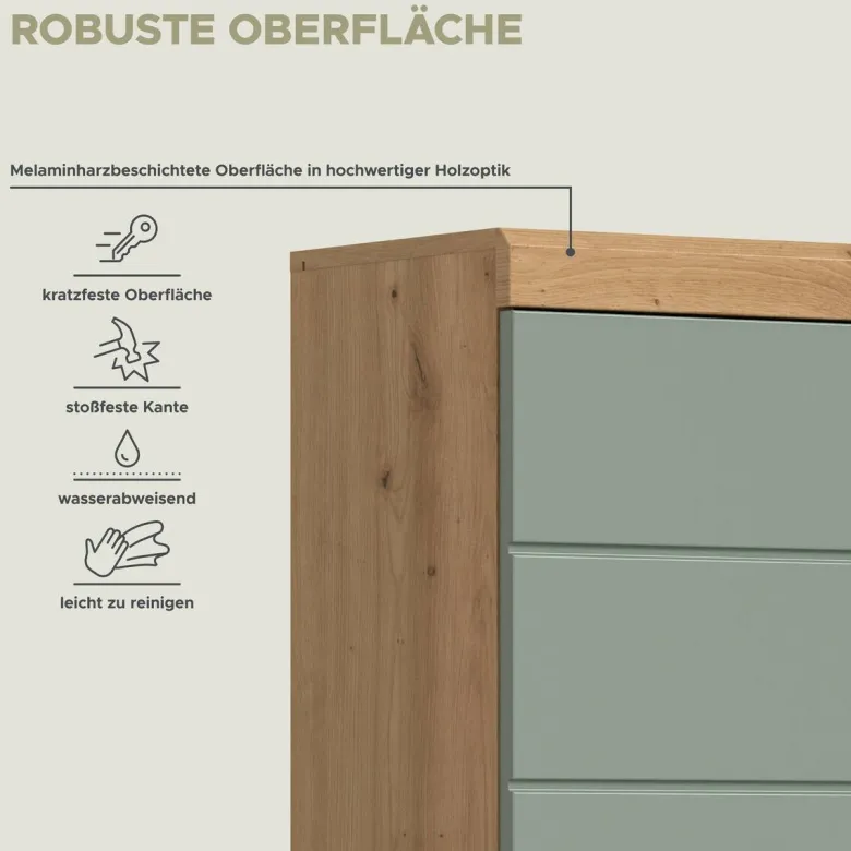 Badhochschrank Scout Eiche Artisan Nachbildung salbei Nachbildung B/H/T: ca. 37x191x31 cm
