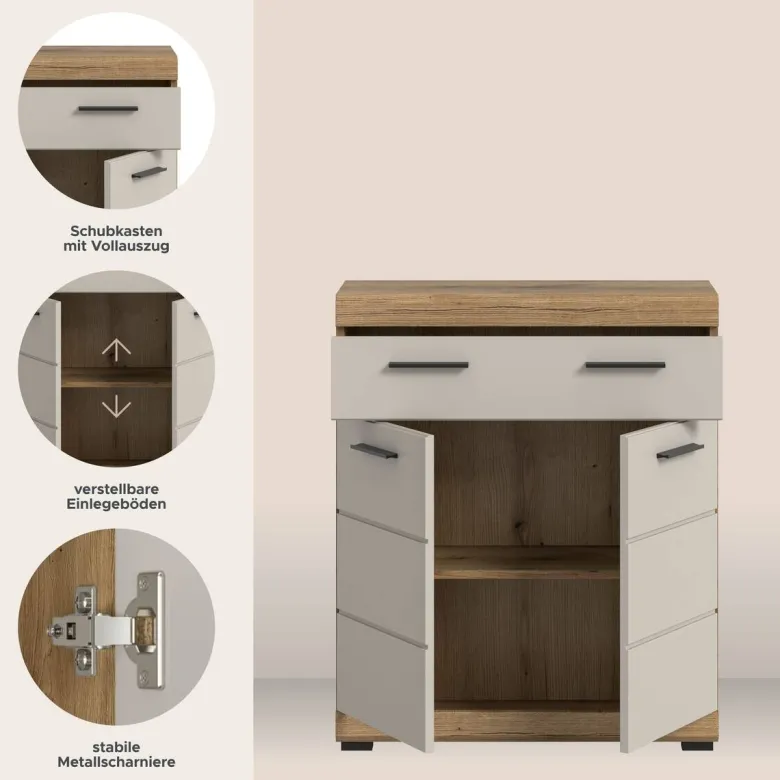 Badhochschrank Scout Evoke Oak Nachbildung Kaschmirgrau Nachbildung B/H/T: ca. 74x88x31 cm