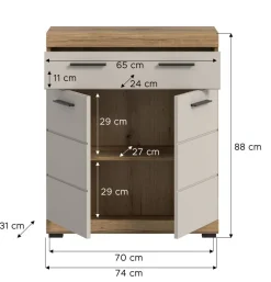 Badhochschrank Scout Evoke Oak Nachbildung Kaschmirgrau Nachbildung B/H/T: ca. 74x88x31 cm