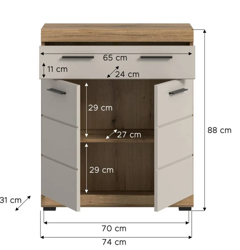 Badhochschrank Scout Evoke Oak Nachbildung Kaschmirgrau Nachbildung B/H/T: ca. 74x88x31 cm
