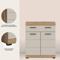 Badhochschrank Scout Evoke Oak Nachbildung Kaschmirgrau Nachbildung B/H/T: ca. 74x88x31 cm