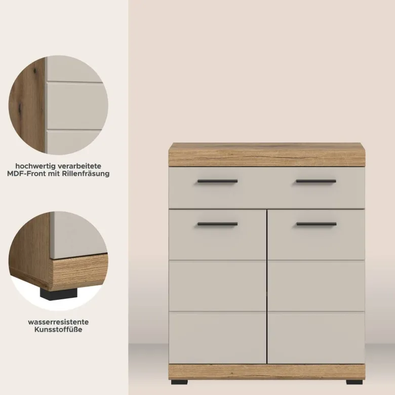 Badhochschrank Scout Evoke Oak Nachbildung Kaschmirgrau Nachbildung B/H/T: ca. 74x88x31 cm