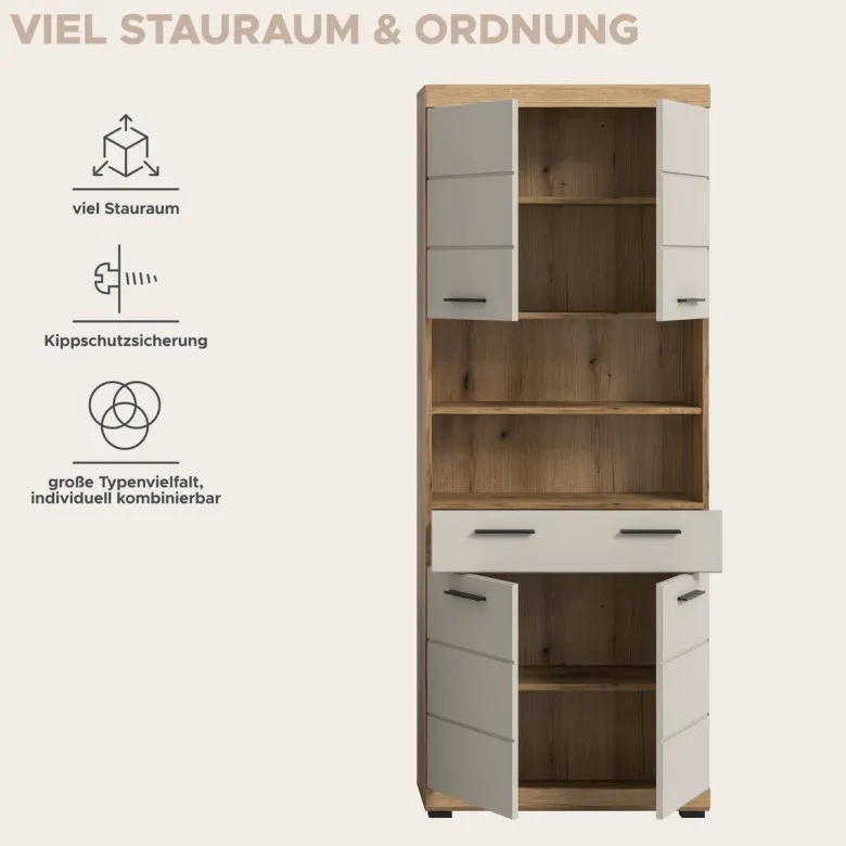 Badhochschrank Scout Evoke Oak Nachbildung Kaschmirgrau Nachbildung B/H/T: ca. 74x191x31 cm
