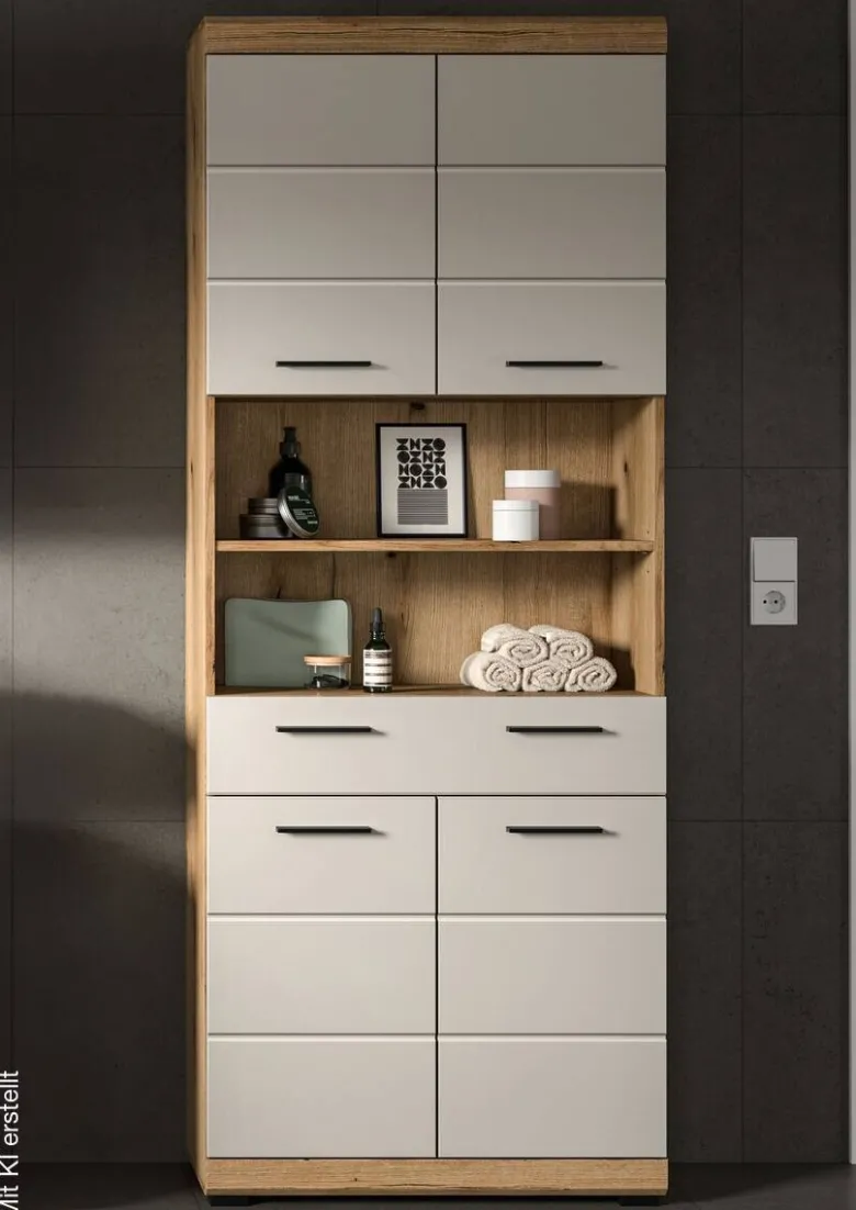 Badhochschrank Scout Evoke Oak Nachbildung Kaschmirgrau Nachbildung B/H/T: ca. 74x191x31 cm