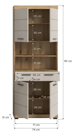 Badhochschrank Scout Evoke Oak Nachbildung Kaschmirgrau Nachbildung B/H/T: ca. 74x191x31 cm