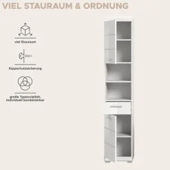 Badhochschrank Scout weiß weiß Hochglanz B/H/T: ca. 37x191x31 cm
