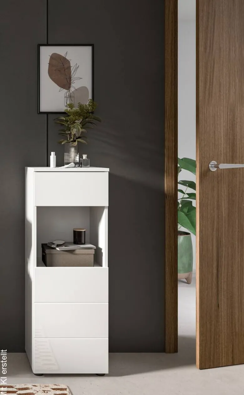 Badhochschrank VIRA weiß weiß Hochglanz B/H/T: ca. 38x106x34 cm