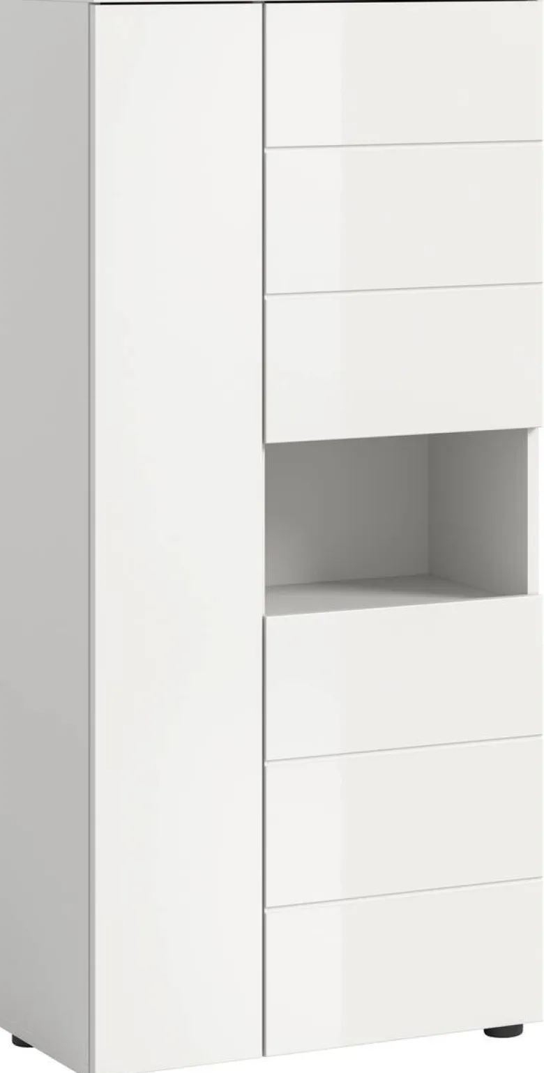 Badhochschrank VIRA weiß weiß Hochglanz B/H/T: ca. 60x133x34 cm