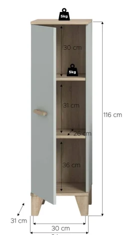 Badkommode STAR hellgrün Eiche hell Nachbildung B/H/T: ca. 34x116x31 cm
