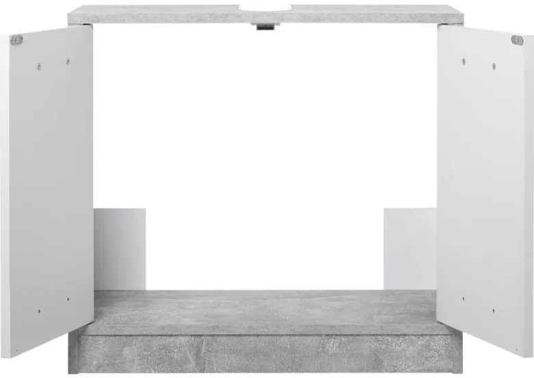 Bad-Set Madeira Beton Optik weiß B/H/T: ca. 123x76,5x28 cm