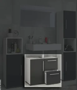 Badunterschrank Flandu weiß schwarz B/H/T: ca. 60x51x30 cm